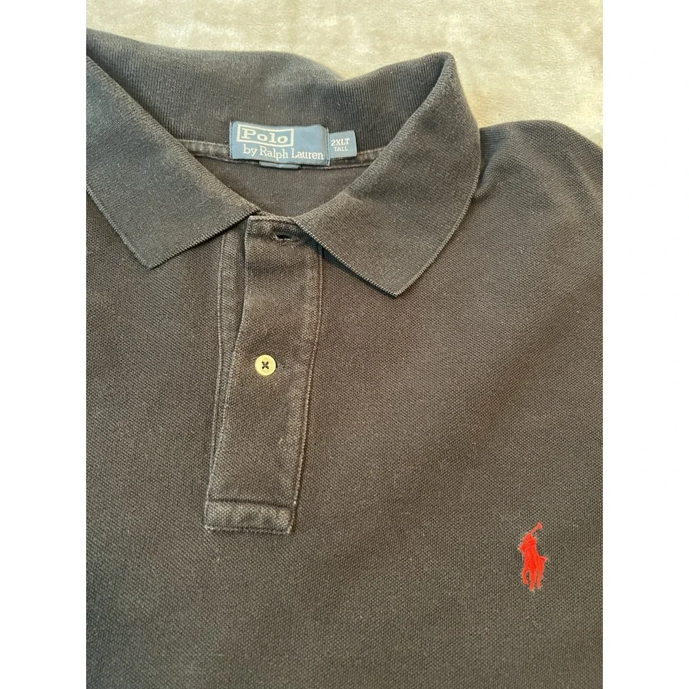 Polo Ralph Lauren Mens Shirt 2XLT Black Red Pony Short Sleeve Big Tall